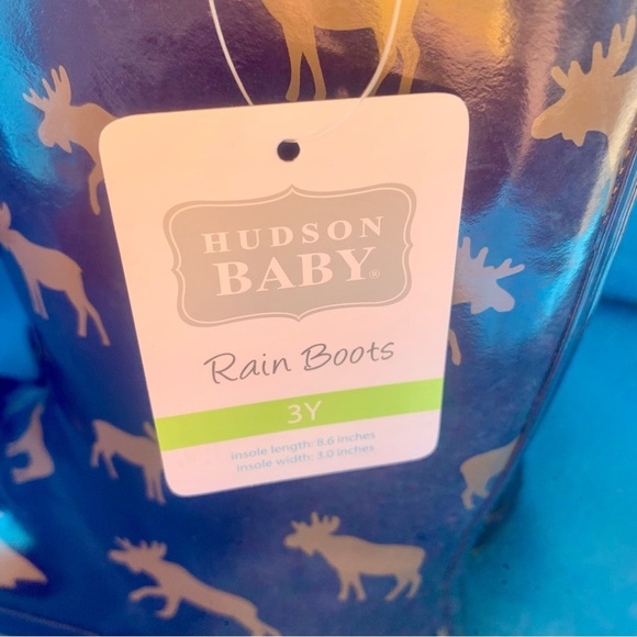 NWT Hudson Baby Moose print‎ rain boots size 3Y - Picture 10 of 11